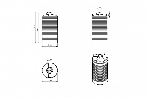 Емкость вертикальная T ЭВЛ-1000 литров в  Орле. Фото, описание